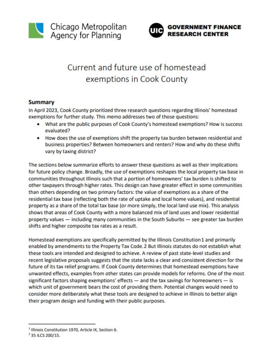 The cover page of the study on exemptions.